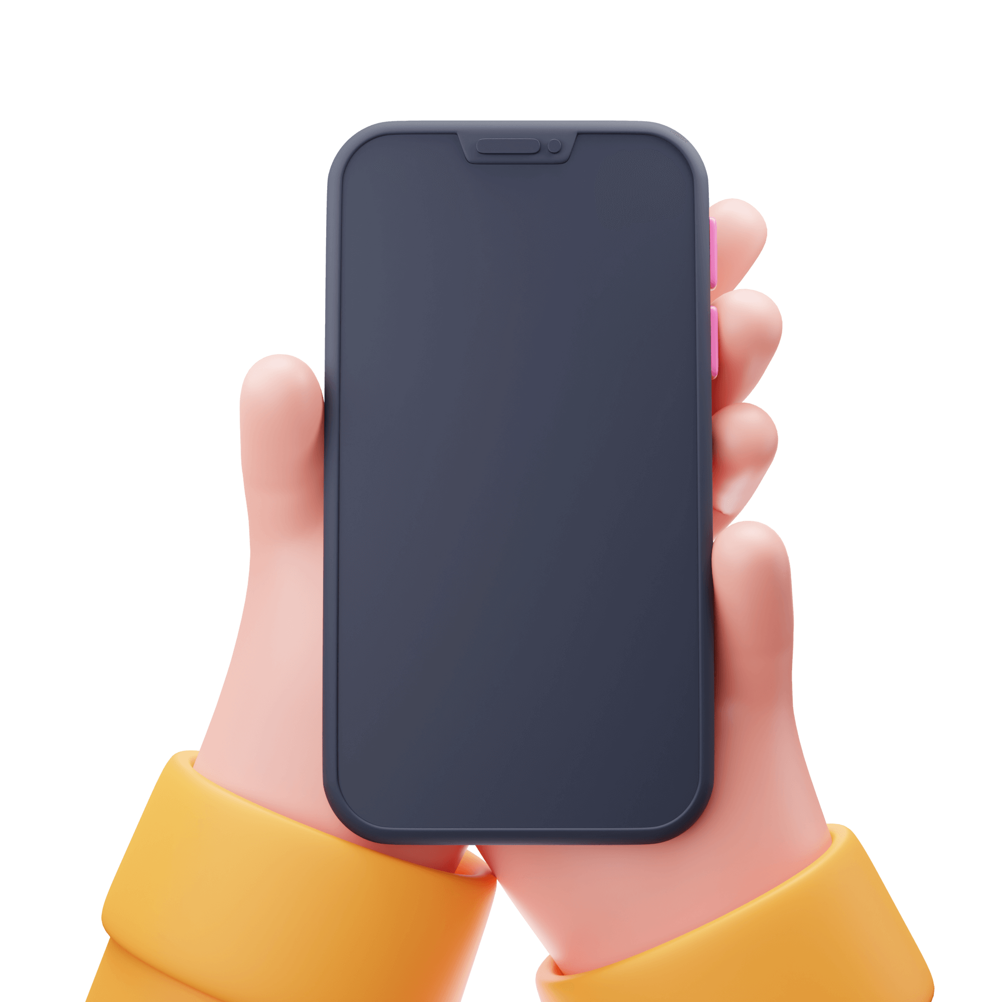3d cartoon hands holding a phone
