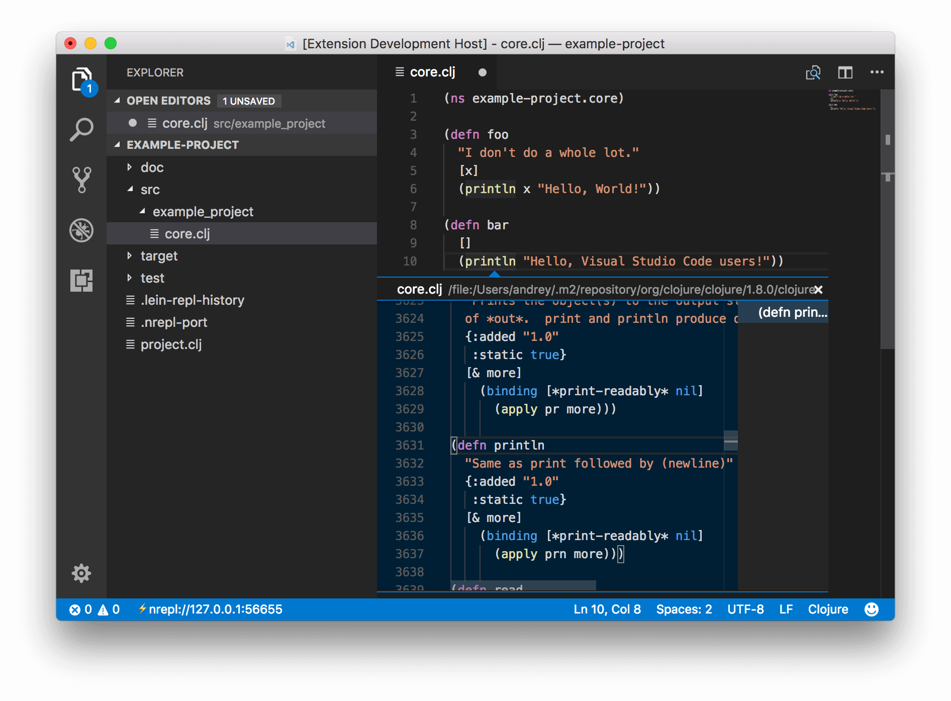 Code navigationtion example