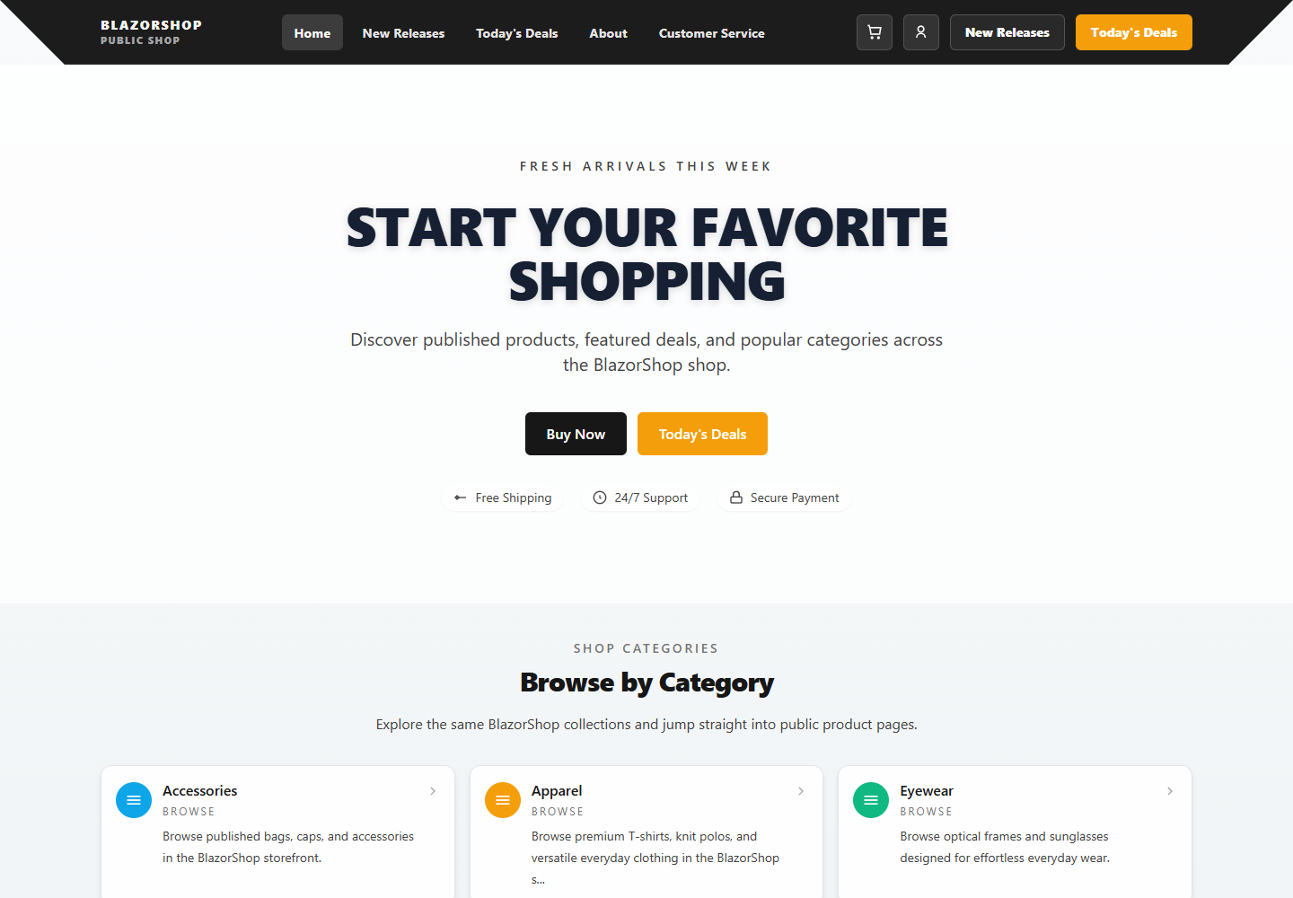 Public storefront home page