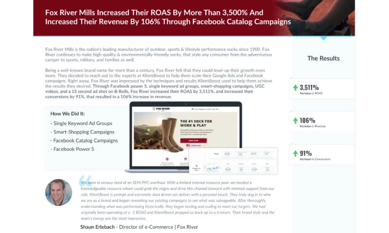 KlientBoost - Fox River Mills - Case Study