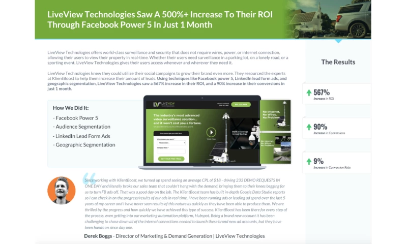 KlientBoost - LiveView Technologies - Case Study