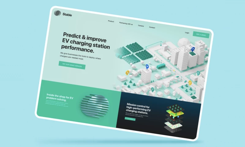 Ramotion - Stable - Marketing website for the Stable mission control for high-performing EV charging stations.
