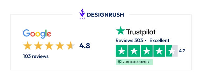 designrush-rating-logos DesignRush rating logos on Trustpilot and Google