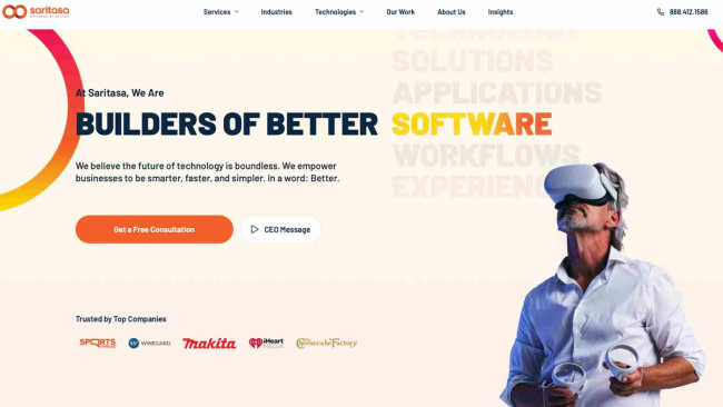 Saritasa homepage-screenshot