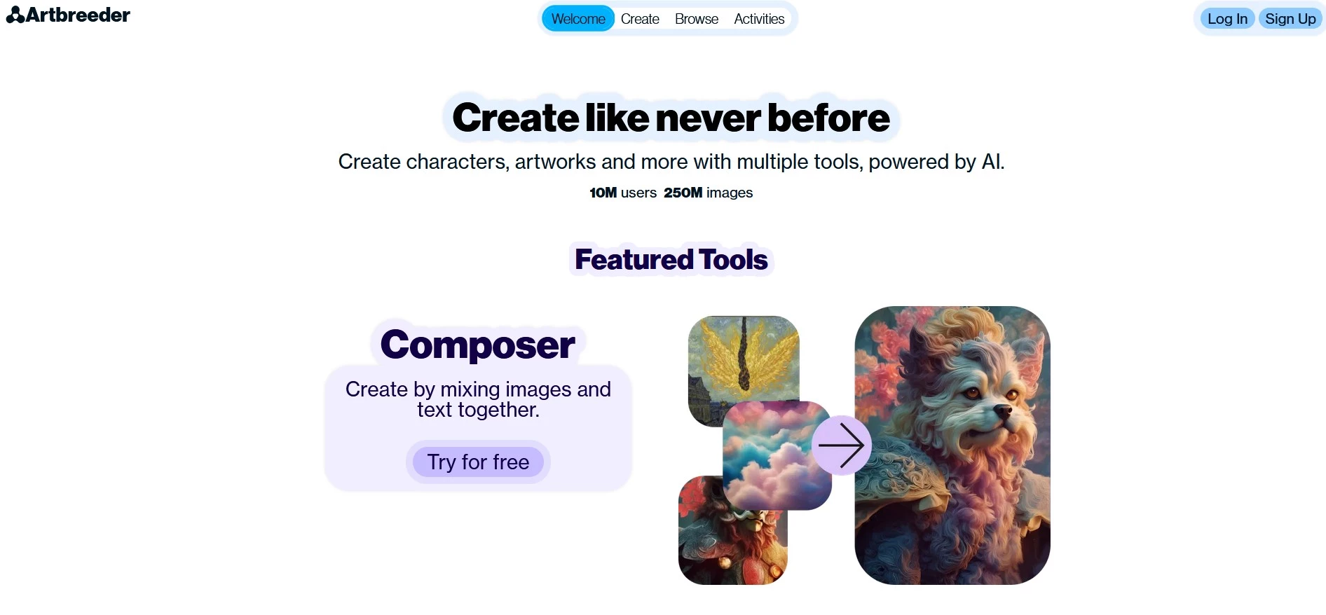 Artbreeder homepage