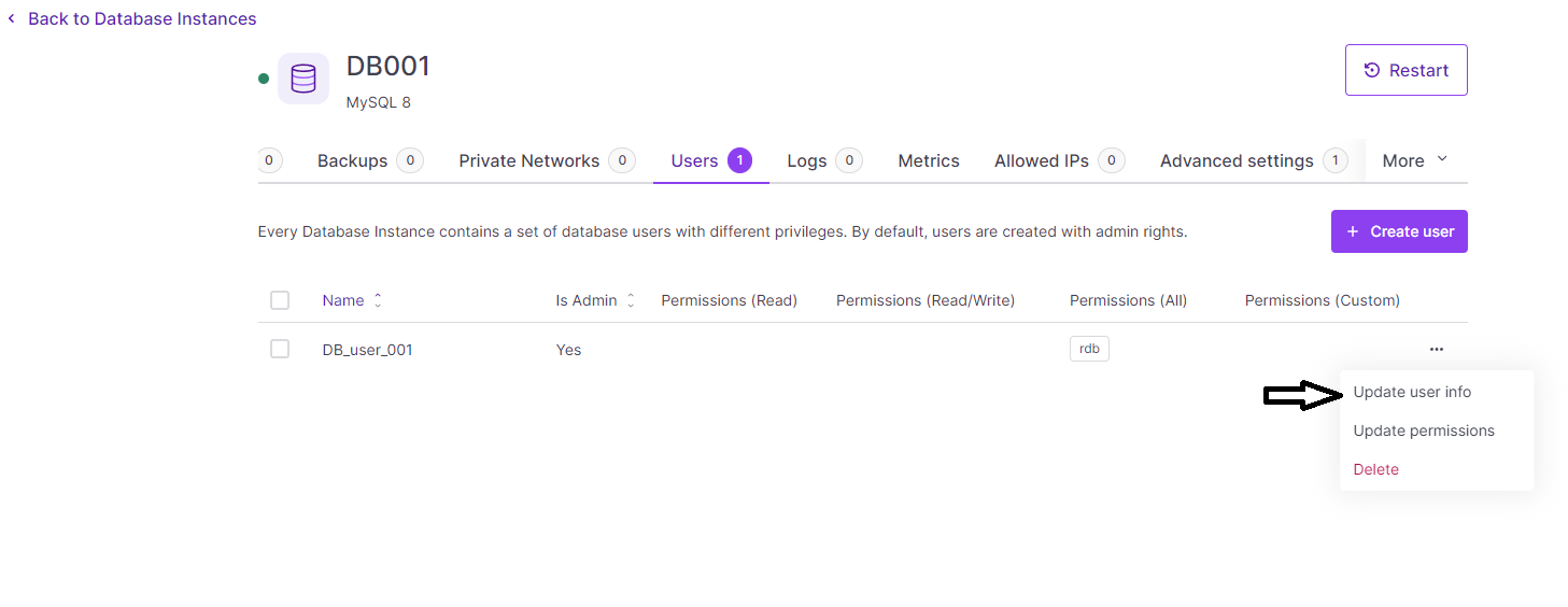 Scaleway users tab