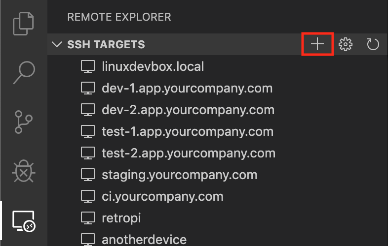 Remote Explorer Add New item