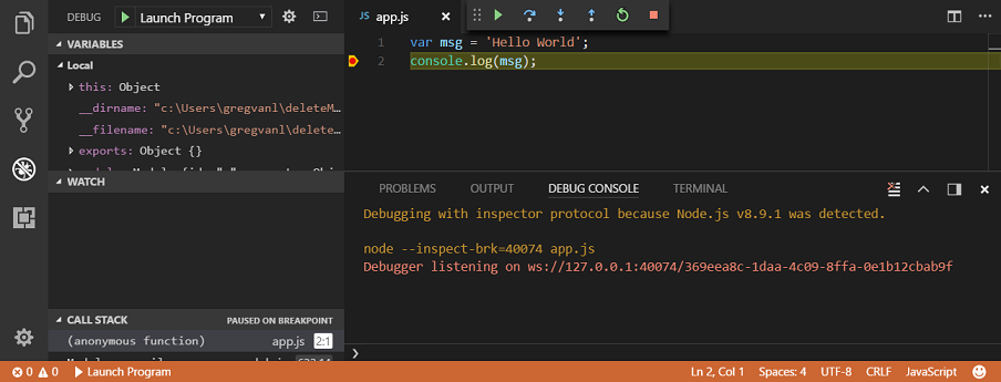 debug session