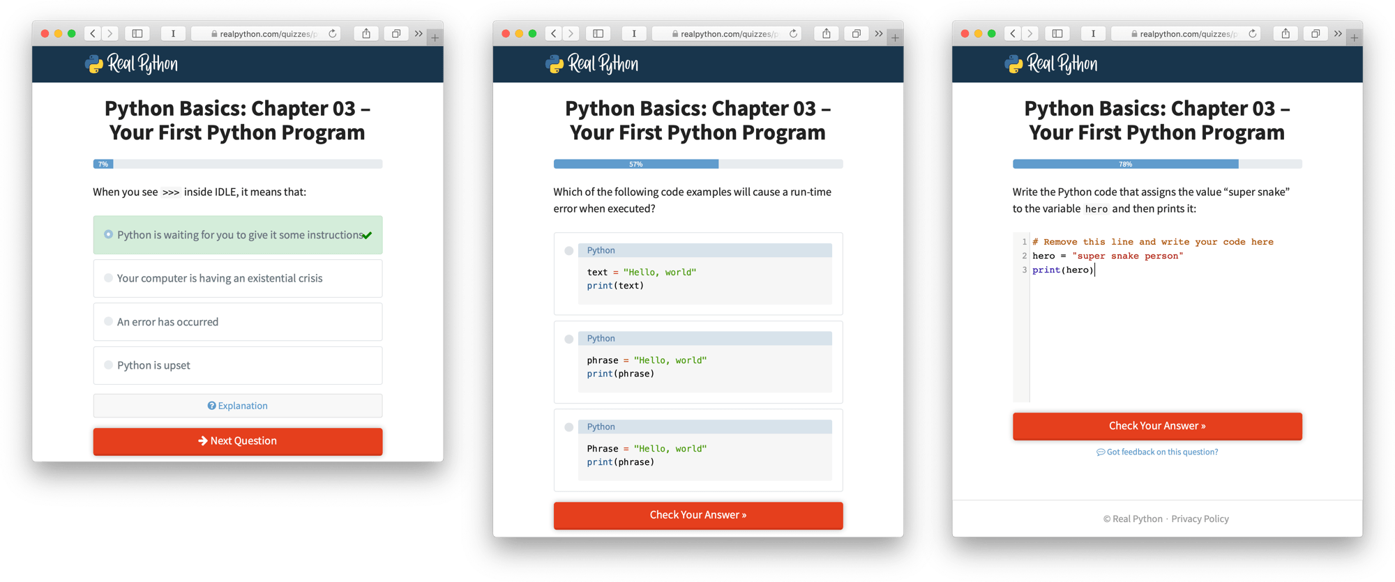 Python Basics Book Quiz