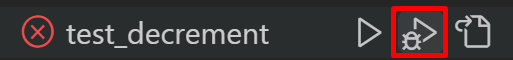 Debug Test icon in the Test Explorer