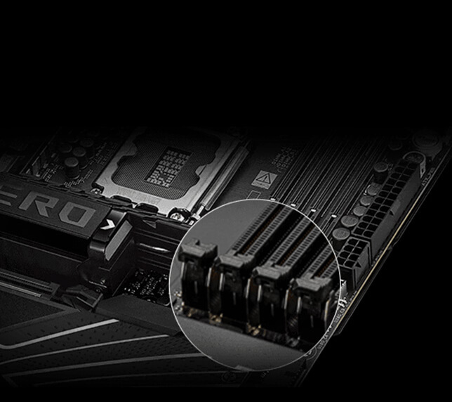 ROG Maximus Z890 Hero, top-diagonal view